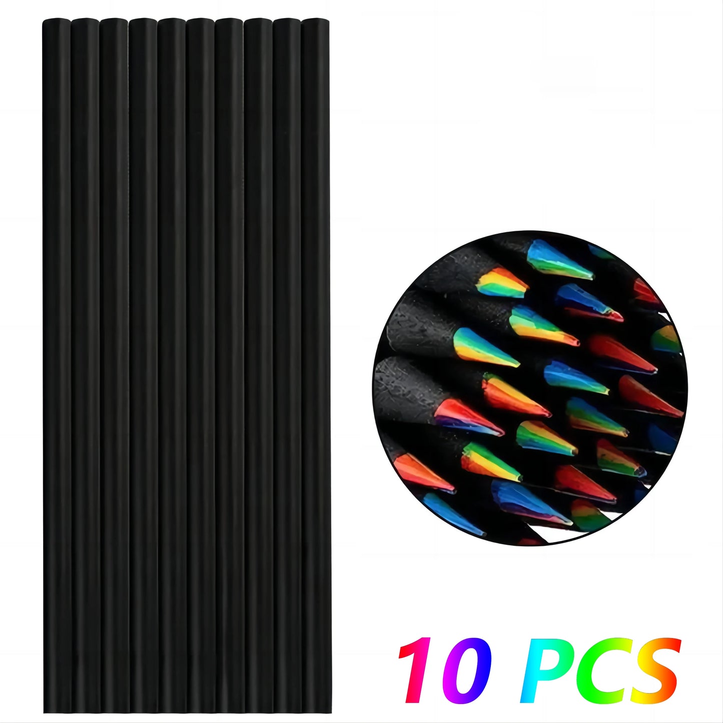 Regenbogen-Farbstifte für Kinder, konzentrische Farbstifte mit Farbverlauf, Kunstmalerei, Zeichenbriefpapier, 10/12 Stück/Set, 7 Farben, Kawaii.