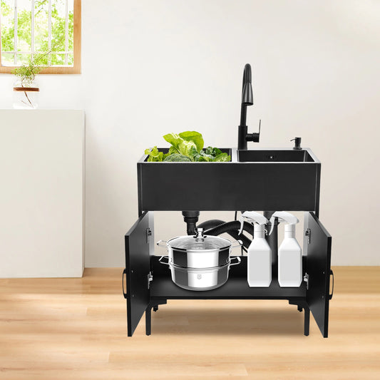 Wäschewaschbecken aus Edelstahl 201, Wäschewaschbecken mit ausziehbarem Wasserhahn, Waschbecken mit Schrank für Küchen, Restaurants, Dessertgeschäfte