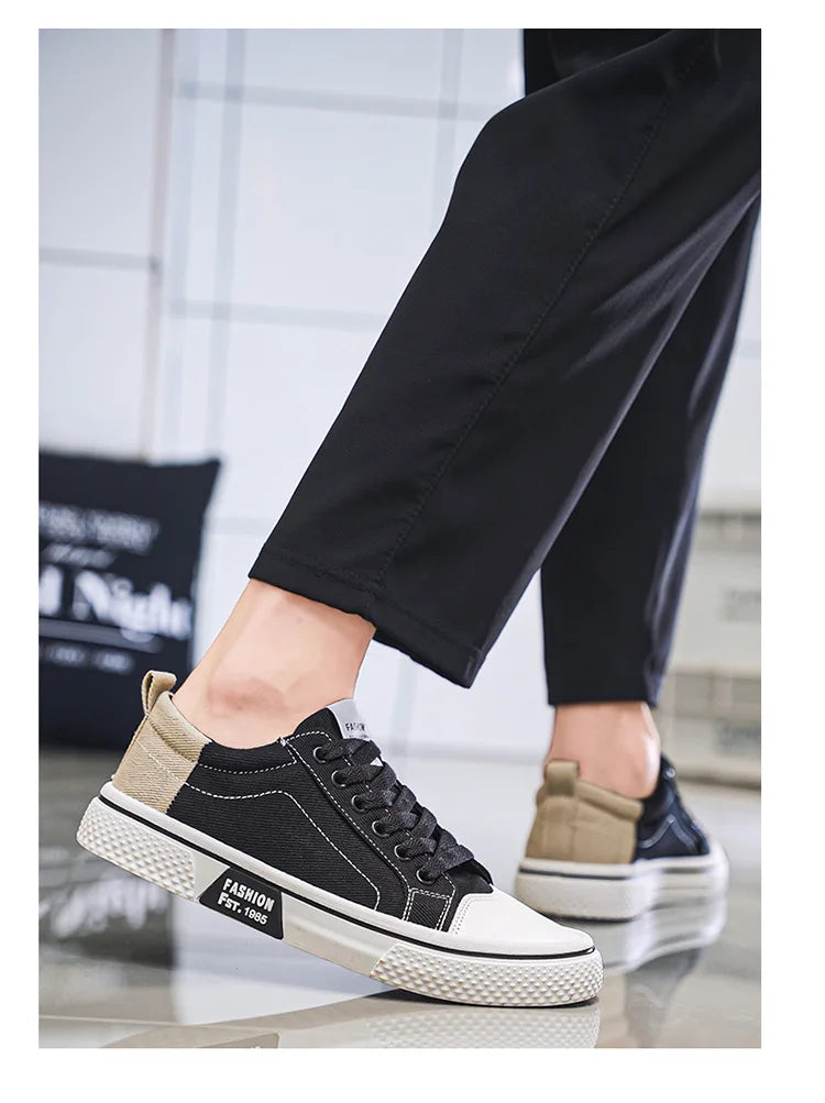Atmungsaktive Herren-Skateschuhe aus Segeltuch mit weicher Sohle, lässige Turnschuhe, trendige, vielseitige, leichte, rutschfeste Slip-On-Sportschuhe, Größe 37–48