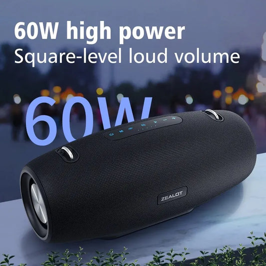 ZEALOT-S67 60W Portable Bluetooth Speaker Outdoor Party Speaker Big Loud Speaker Excellent Bass Performace 3D Speaker.