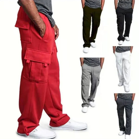 Men's Cargo Sweatpants Autumn Long Pants Loose Sport Fit Jogging Overalls Joggers Sweat Pocket Pants Cargo Trousers Streetwear.