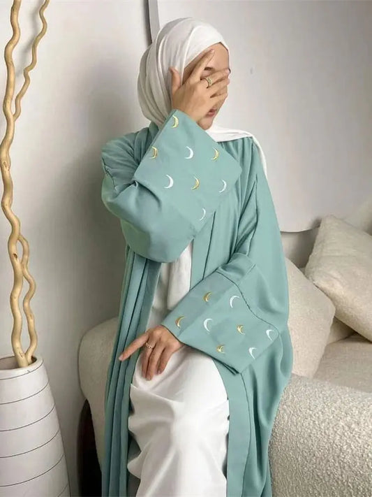Ramadan Abayas For Women Moon Embroidered Kimono Abaya Dubai Luxury 2025 Islam Muslim Kaftan Modest Dress Kebaya Damen Caftan.