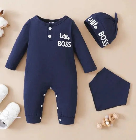 0-12 Monate Neugeborene Baby Bodysuit Kleinkind Baby Stram pler lange Ärmel Brief druck Overall Hut Mode niedlichen Stil tägliche Kleidung