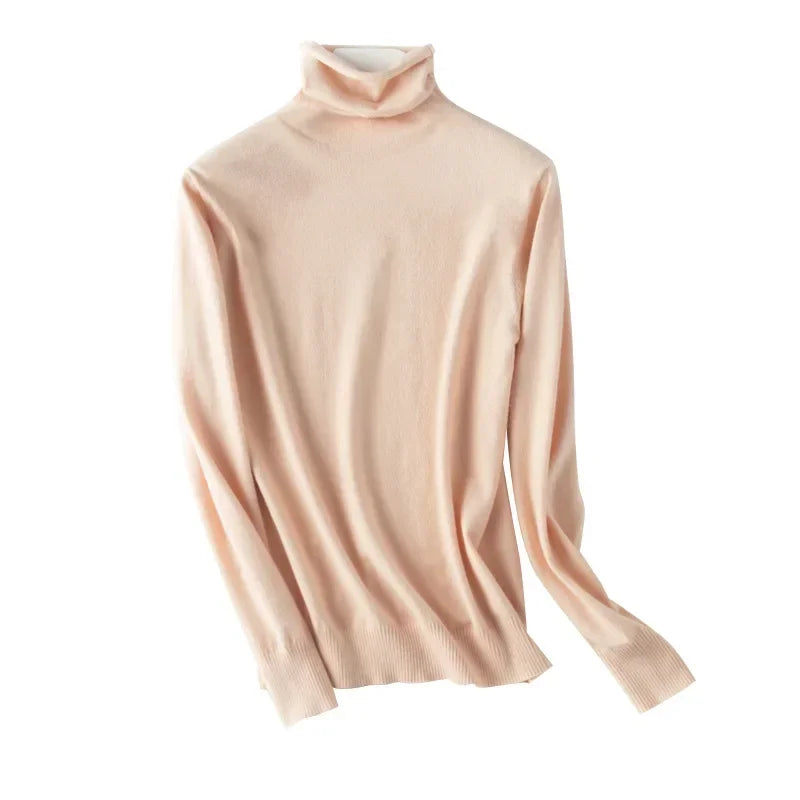 Herbst-Winter-Pullover mit Rollkragen, schmale Passform, Basic-Pullover, 2025, modische koreanische Strickoberteile, Bodenbildung, Damenpullover, Stretch-Pullover