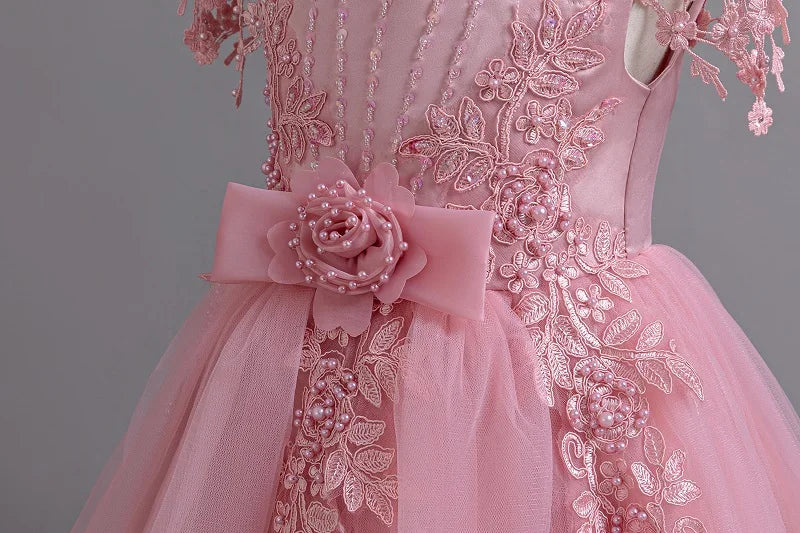 Prinzessin Mädchen Kommunion Geburtstags feier Tanz Leistung Pailletten schwarz Kleid Mädchen Hochzeit Brautjungfer Party Langarm Kleid