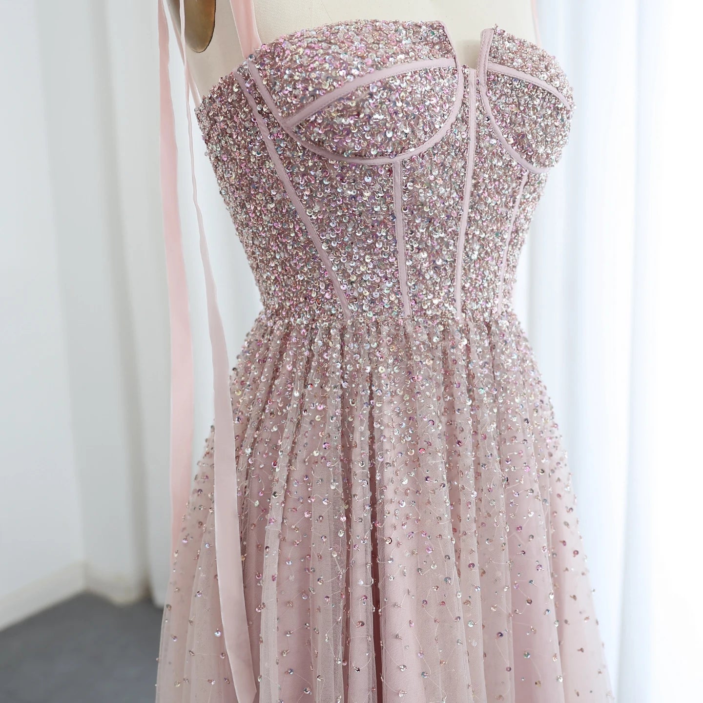 Sharon Said Luxus Perlen Blush Pink Dubai Abendkleid mit Trägern Weinrot Arabisch Arabisch Hochzeit Party Kleid SS263 Maßgeschneidert