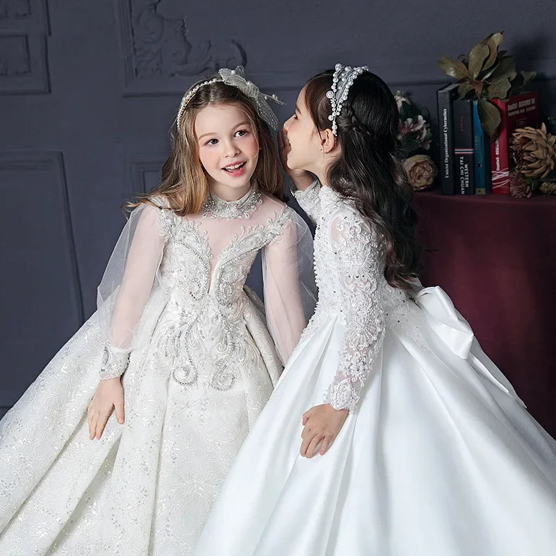 Mädchen Erstkommunion Kleid Blumen mädchen Hochzeit Pailletten Kleider für Kinder Klavier Leistung Vestidos Kinder Festzug Ballkleid