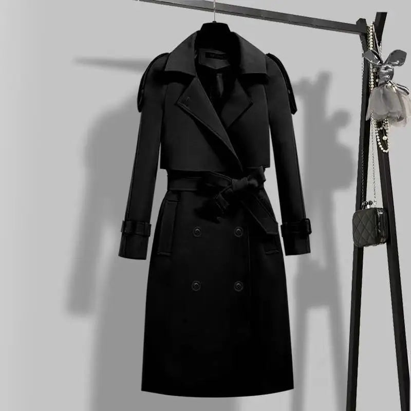 Lässige Langarm-Oberbekleidung, Trenchcoat für Damen, 2024, Herbst-Winter-Mode, Schnürung, lang, neu in Mänteln und Jacken, elegant
