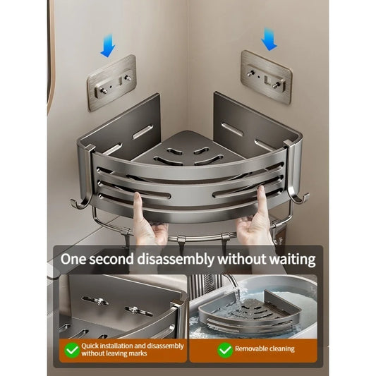 Kein Bohren Aluminium Badezimmer Regal Regale Shampoo Make-up Lagerung Halter Küche Organizer Wand Badezimmer Zubehör