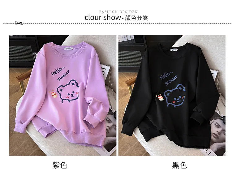 170 kg Plus Größe Damen Büste 170 Frühling Herbst Lose Langarm Cartoon Print Pullover Sweatshirts 4XL 5XL 6XL 7XL 8XL 9XL