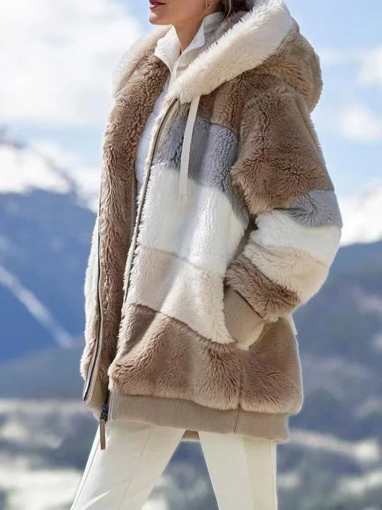 Übergroße Jacke für Frauen 2023 Neue Herbst Winter Warme Plüsch Tasche Mit Kapuze Streetwear Lose Dame Oberbekleidung Mantel Roupas Feminina