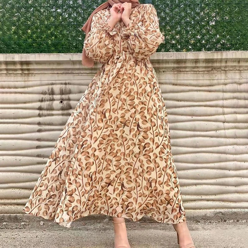 Summer Abaya Dubai Luxury Muslim Woman Dresses Chiffon Ramadan African Elegant Dresses(Not contain Hijab).