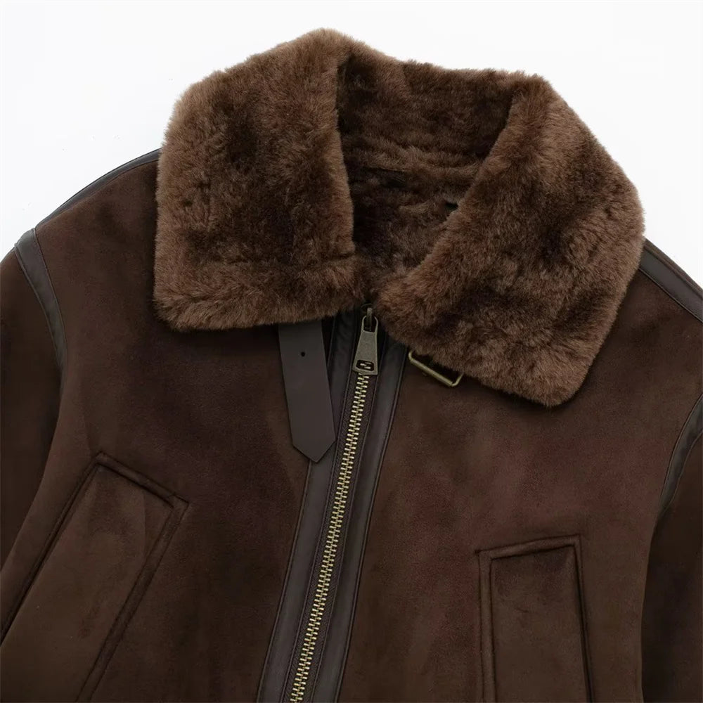 UNIZERA2023 Herbst und Winter Neue frauen Casual Stehkragen Kontrast Strap Dekoration Lose doppelseitige Jacke Mantel