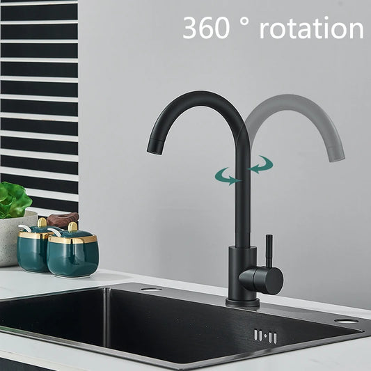 Matte Kitchen Faucet Deck Sinks Faucet High Arch 360 Degree Swivel Cold Hot Mixer Water Tap