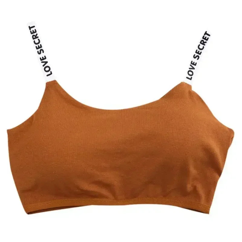 Women Active Bra Casual Top Letters Print Strap Cotton Top Fitness Gym Jogging Sleep Bra Girl Wire Free Bandeau Paded Bra Tops