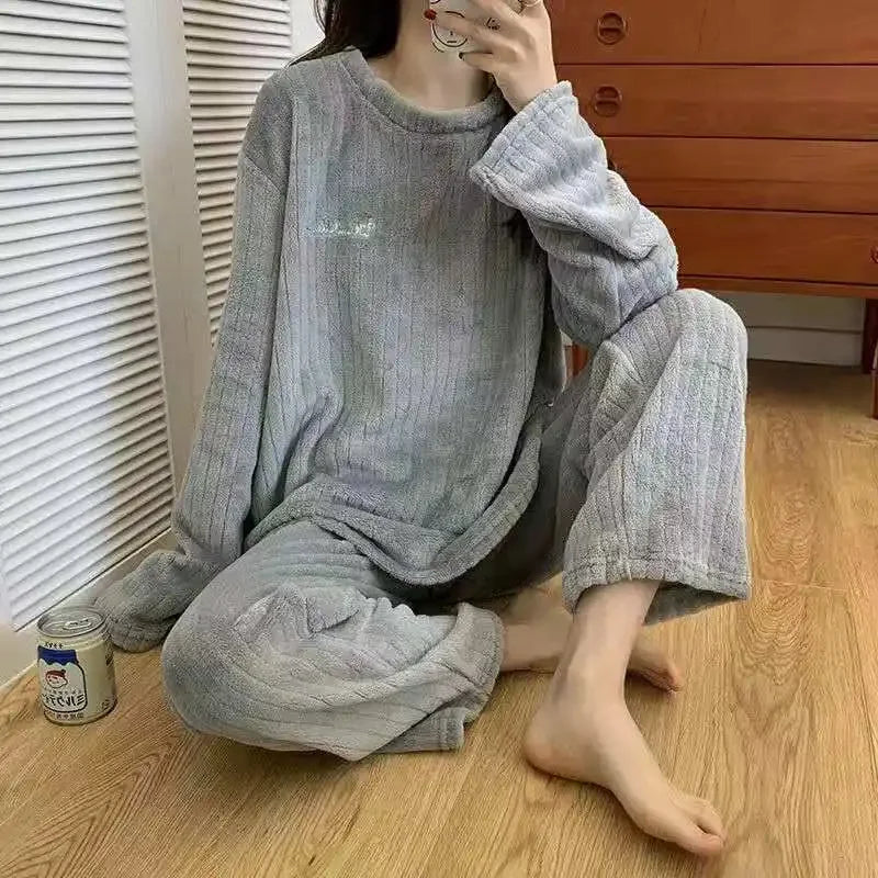 Winter frauen Neue Pyjamas Korallen Samt Casual Pyjamas Gepolsterte Loungewear Loungewear Sets Warme Kleidung Für Herbst Und Winter