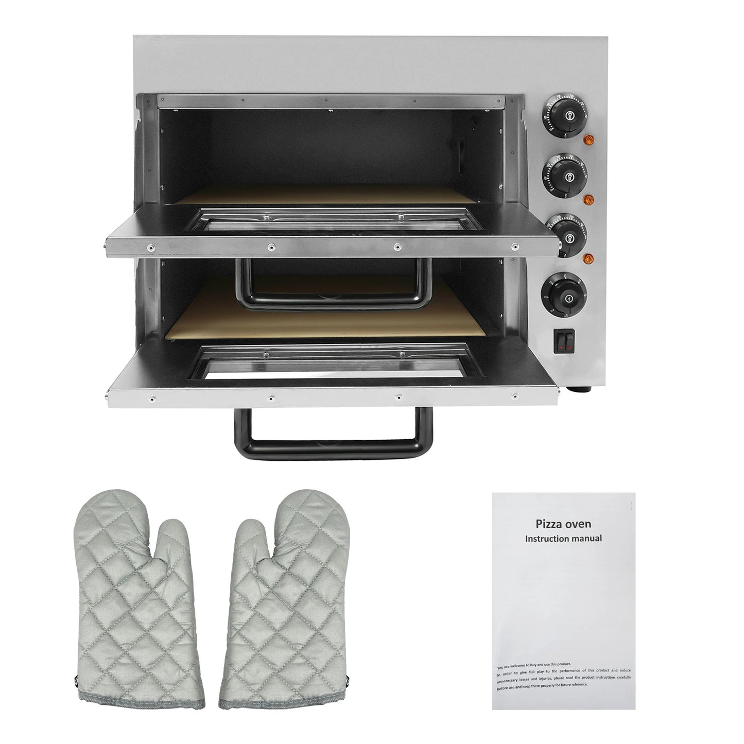 3000 W Pizzaofen 2 Etagen Toaster Bäckerofen Edelstahl Elektrischer Pizzaofen Backmaschine Elektrischer Backofen Küche Micr