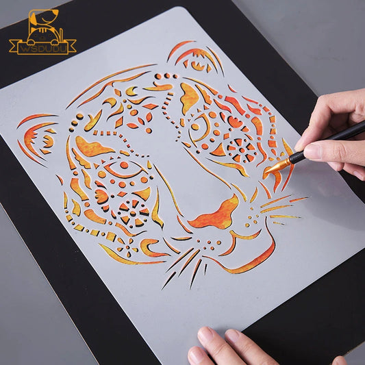 Scratch Art Paper Set 10 Sheets 5 Stencil Templates World Landmarks Animal DIY Kit Creative Painting Craft Magic Toy Kids Gift.