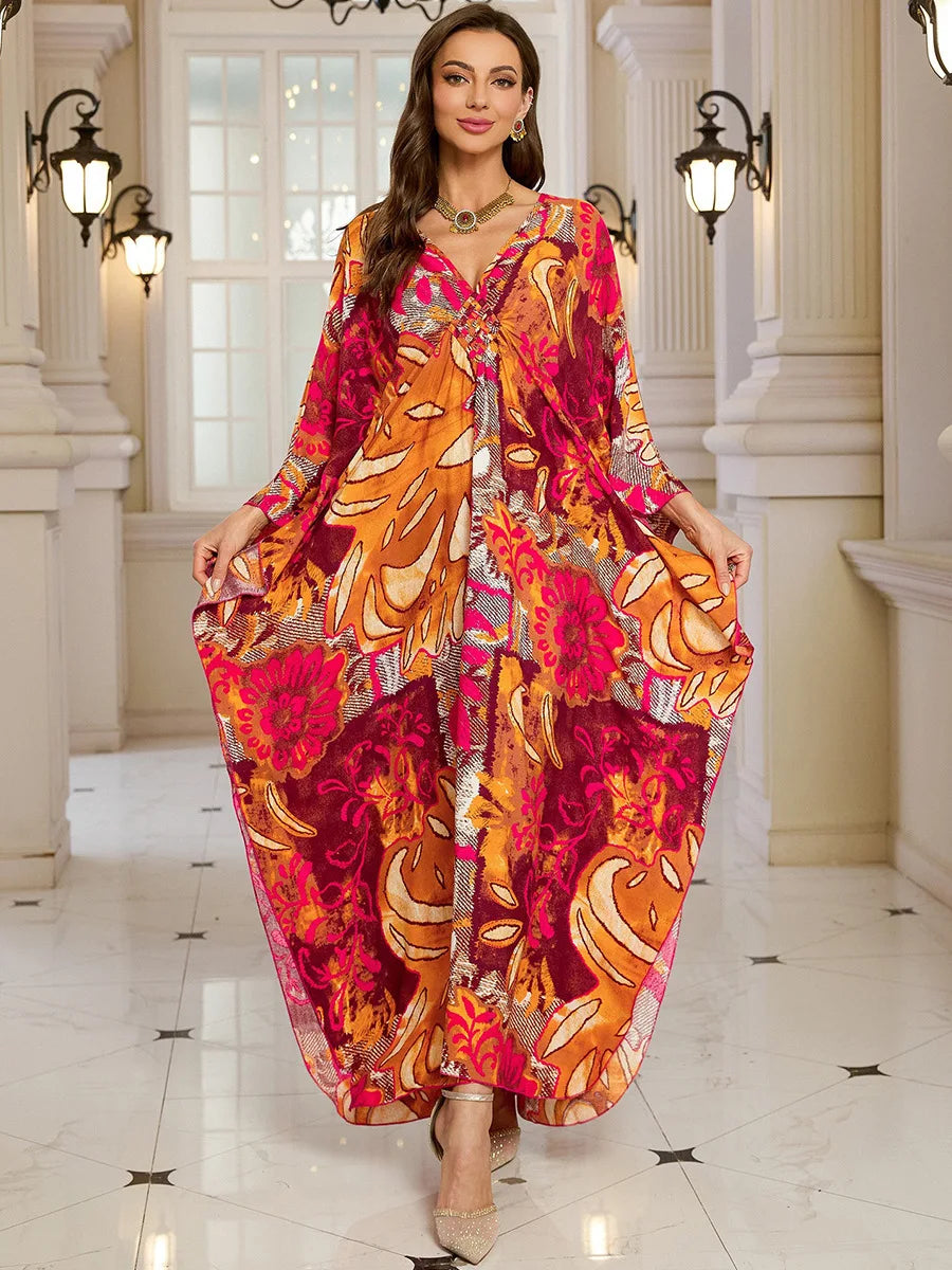 Kaftan-Kleider für Damen, Wellenhals-Badeanzug, Überwurf, Kaftan-Kleid, Übergröße, übergroßes langes Strandkleid