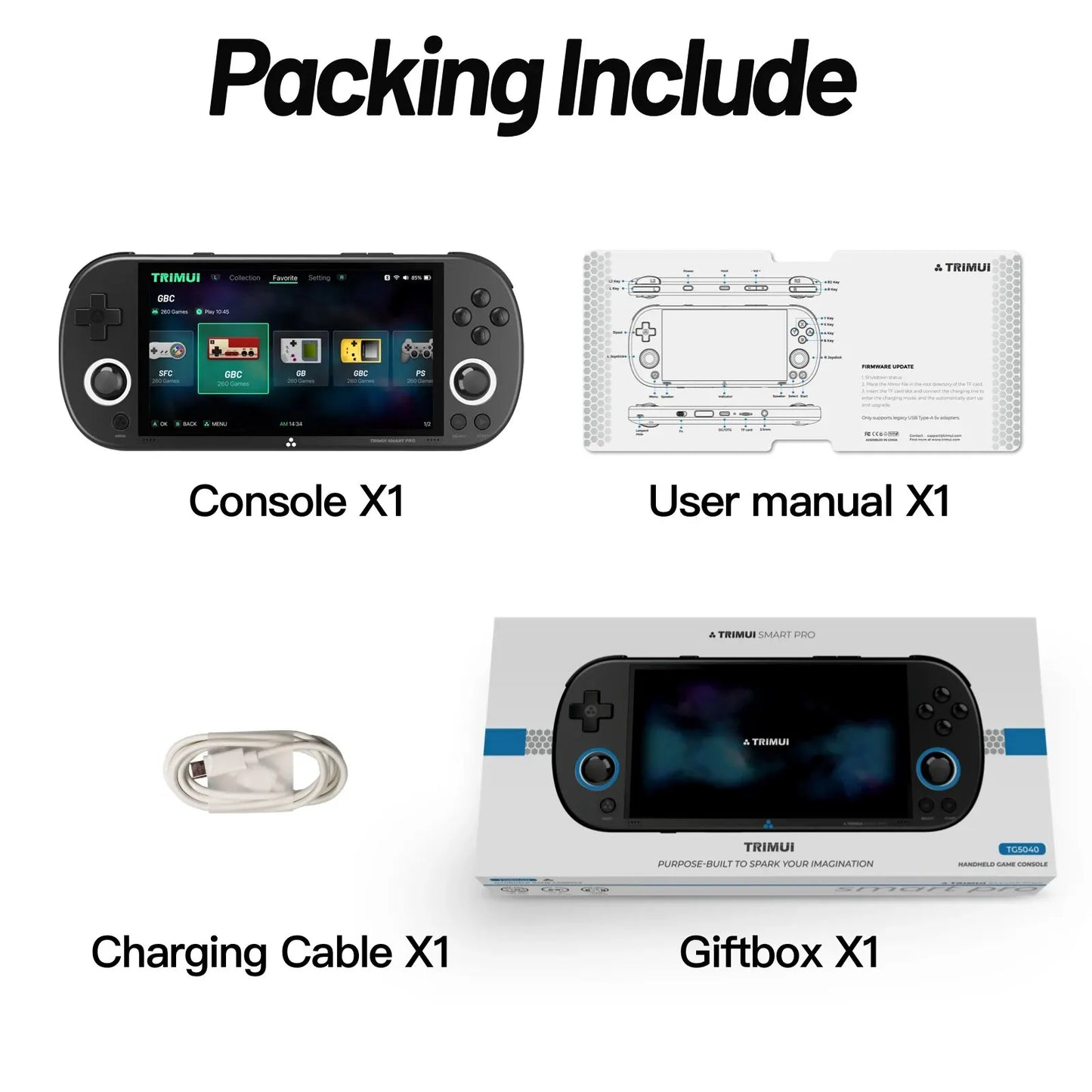 Trimui Smart Pro Handheld Game Console 4.96''IPS Screen Linux System Joystick RGB Lighting Smartpro Retro Video Game Player Gift.