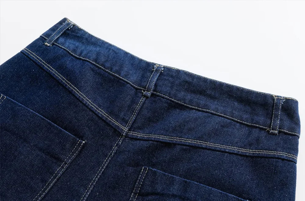 Women Fashion With Pockets Wrap Denim Shorts Skirts High Waist Zipper Fly Female Skort Mujer.