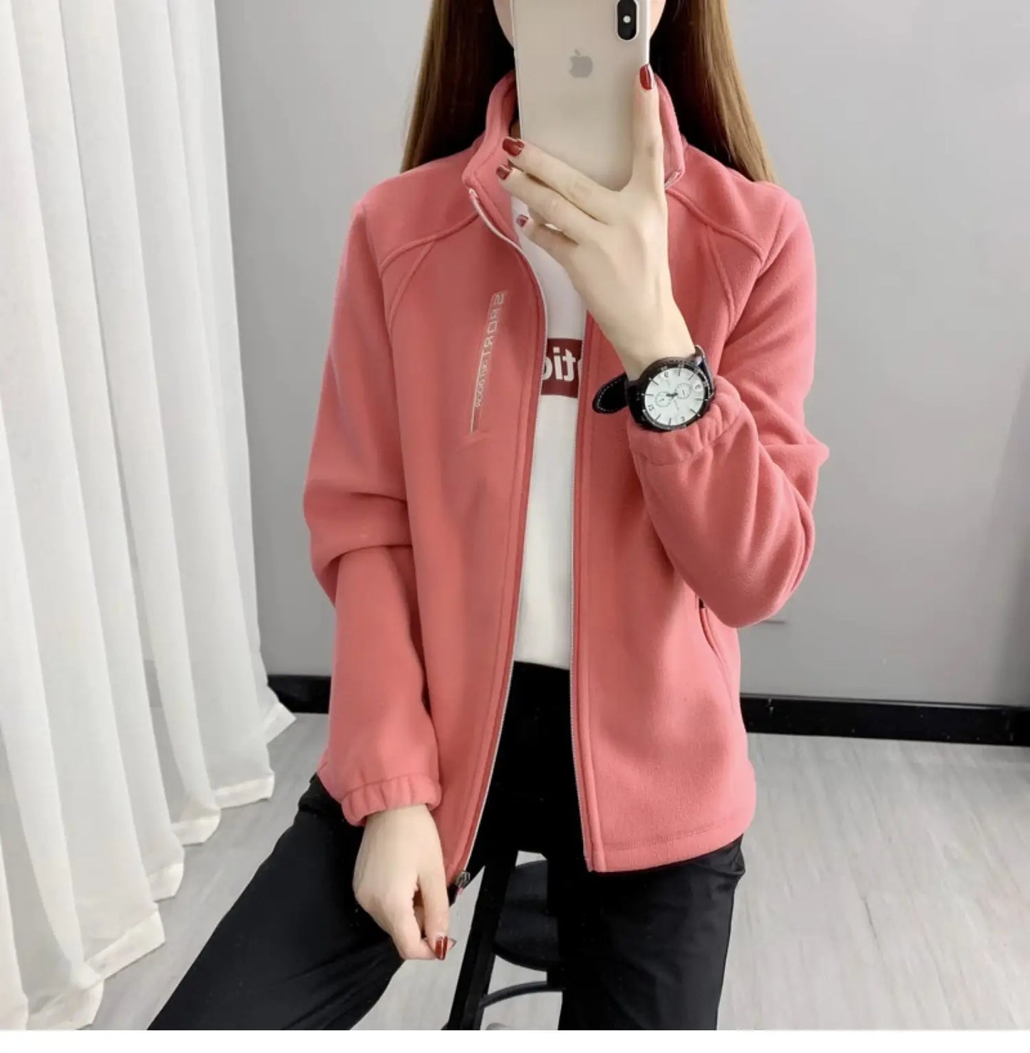 Plus Größe Herbst Winter Polar Fleece Warme Mantel Frauen Sweatshirt Outdoor Sport Casual Zipper Strickjacke Jacke Top Schlank Jugendliche