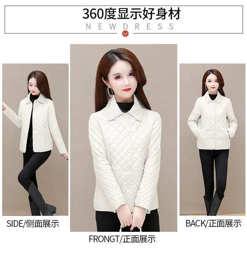 Herbst Winter Frauen Midi Plaid Stepp Mäntel Mode Weibliche Koreanische Kleidung Neue Feste Beiläufige Verdicken Warme Langarm Jacken
