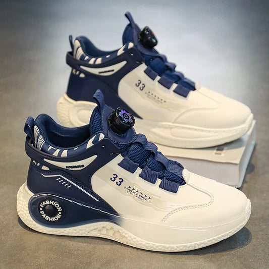 Mens Sneakers with Rotating Buckle Comfy Non Slip Lace up Durable Shoes for Mens Outdoor Activities.