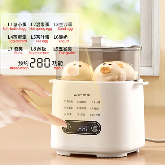 300W Electric Egg Boiler Breakfast Machine Multicooker Steamer Automatic Egg Cookers Home Egg Custard Steaming Cooker with Timer.