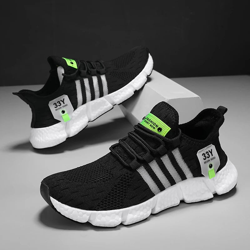 Atmungsaktives Mesh Männer Schuhe Trendy Leichte Fuß Wohnungen Plus Größe Männliche Tennis Turnschuhe Laufen Outdoor Fitness Schuhe 2024