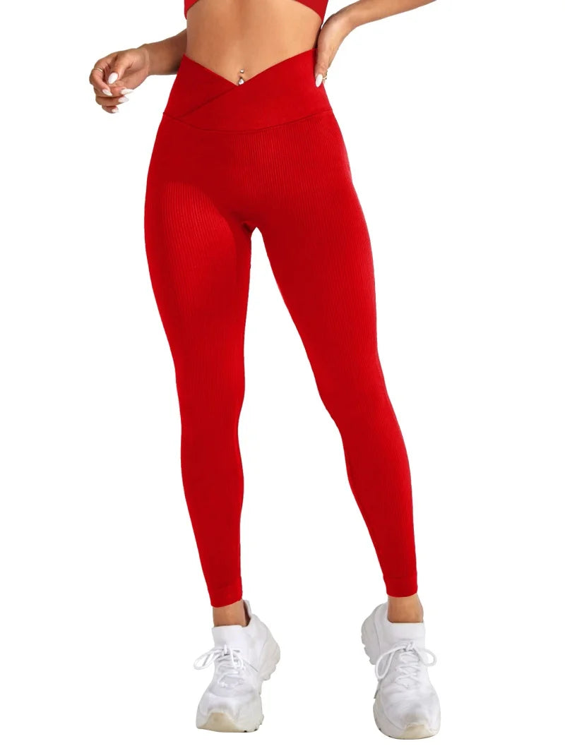 Frauen Sport Leggings V-taille Elastische Pfirsich Gesäß Fitness Hosen Mit Erhöhte Hüften Und Hohe Taille Nahtlose Yoga Hosen Engen