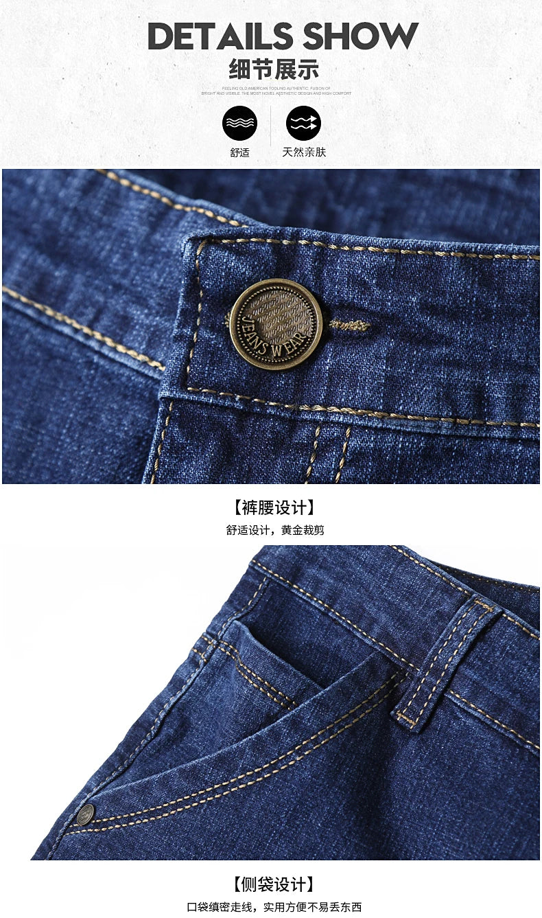Herren-Jeanshose, große Größe 50, hochelastischer Denim-Stoff, große Hose für 45–150 kg, Jeans, Hombre, weites Bein, Pantalon Homme