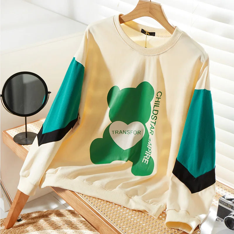 150Kg Plus Größe frauen Fehlschlag 157 Frühling Lose Langarm Rundhals Gedruckt Casual Sweatshirt 6XL 7XL 8XL 9XL 10XL 3-Farben
