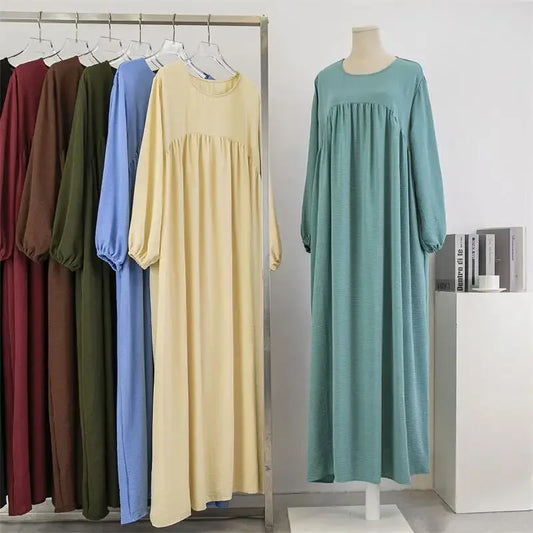Muslim Loose plus Size Long Sleeve over Knee Pure Color Hooded Gown Spring Autumn Cross Border Fashionable Maxi Dress.