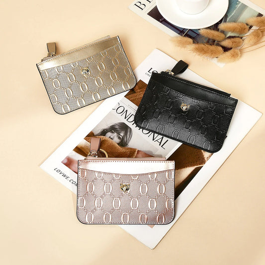 FOXER Split Leather Women's Card Holder Wallet Fashion Anti-theft Thin Wallet Mini Clutch Bag Ladies Short Coin Wallet Purse.