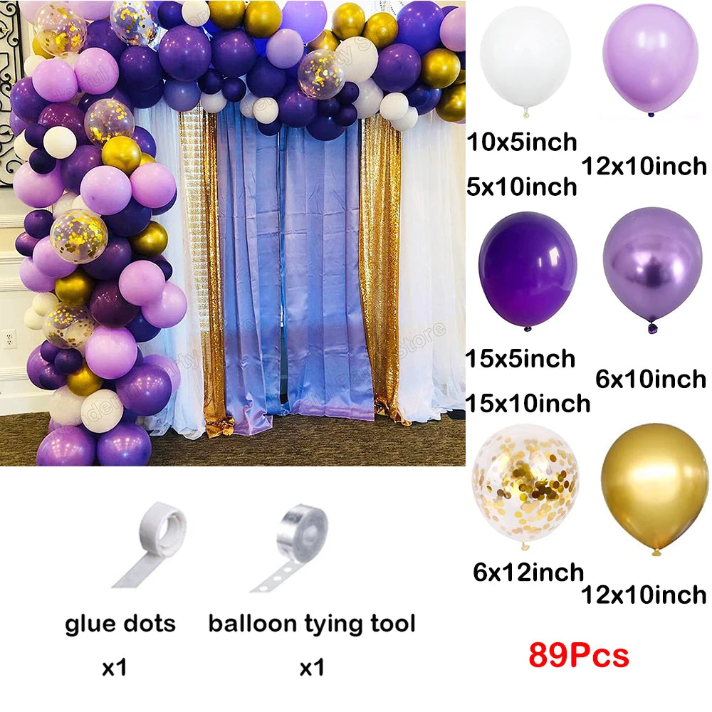 139 Stücke Dunkellila Licht Ballon Girlande Bogen Kit Metall Lila Gold Latex Ballons Hochzeit Party Braut Baby Dusche Geburtstag Dezember