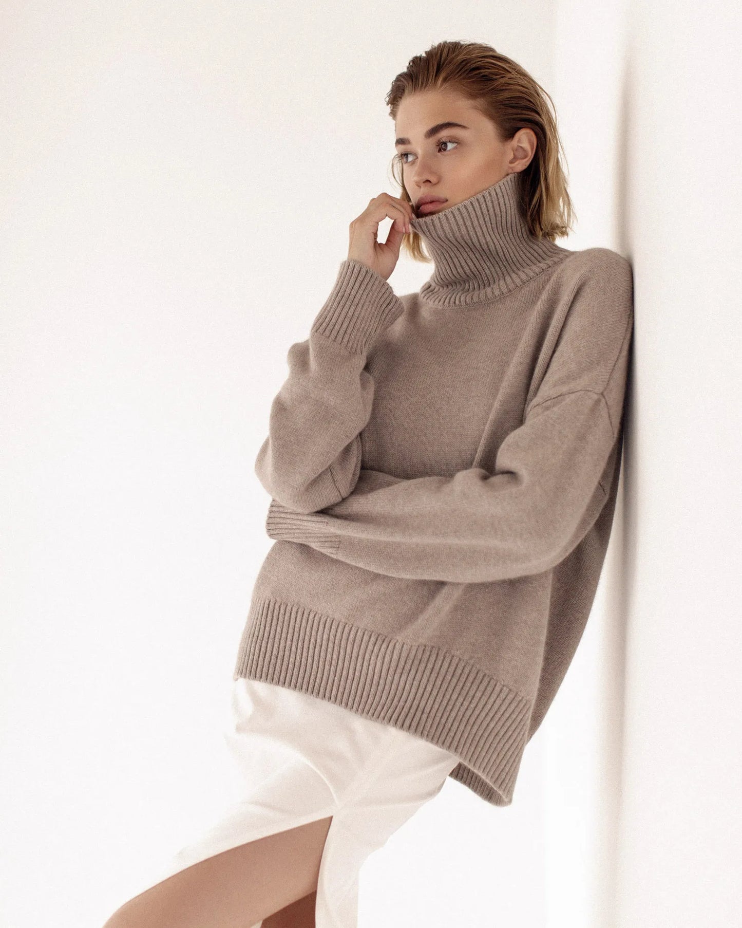 Herbst Und Winter Verdickte Rollkragenpullover frauen Lose Faul Gestrickte Pullover Silhouette Casual Pullover