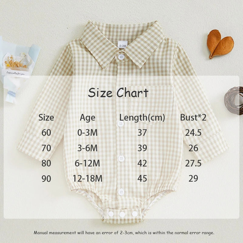 Kleinkind Niedlicher Gitter Revers Overall Kleinkind Dünner Stil Freizeit Einteiliger Baby Herbst Body