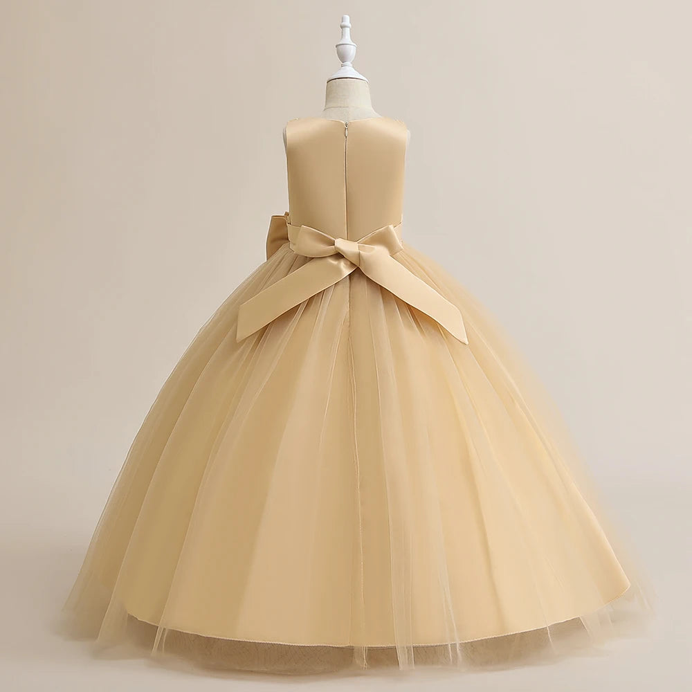 Kinder Party Kleid für Mädchen Hochzeit Brautjungfer Geburtstags kleider Kinder Spitze Stickerei Blumen mädchen Prinzessin Kleider Ballkleid