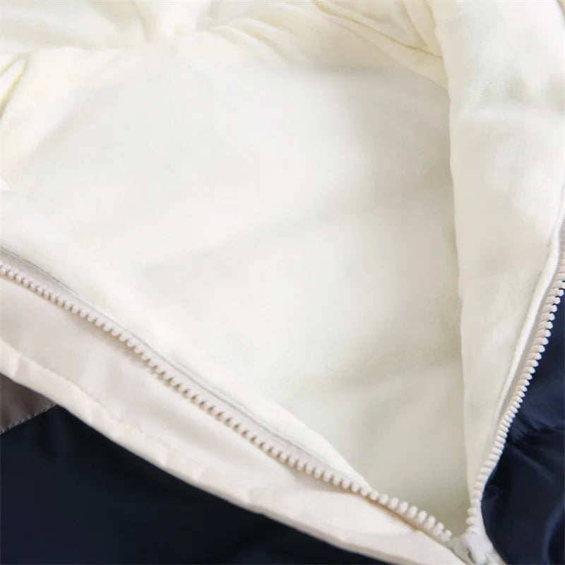 Winter Neue Baby Strampler Jungen Mädchen Patchwork Dicke Plus Samt Overalls Winddicht Mit Kapuze Overalls Schneeanzug Ein Stück Body