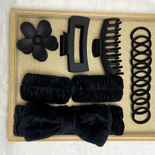 16-Piece Hair Band Set - Colorful Matte Elastic Headbands with Bow, Non-Slip Wash Face Bands for Women & Girls.