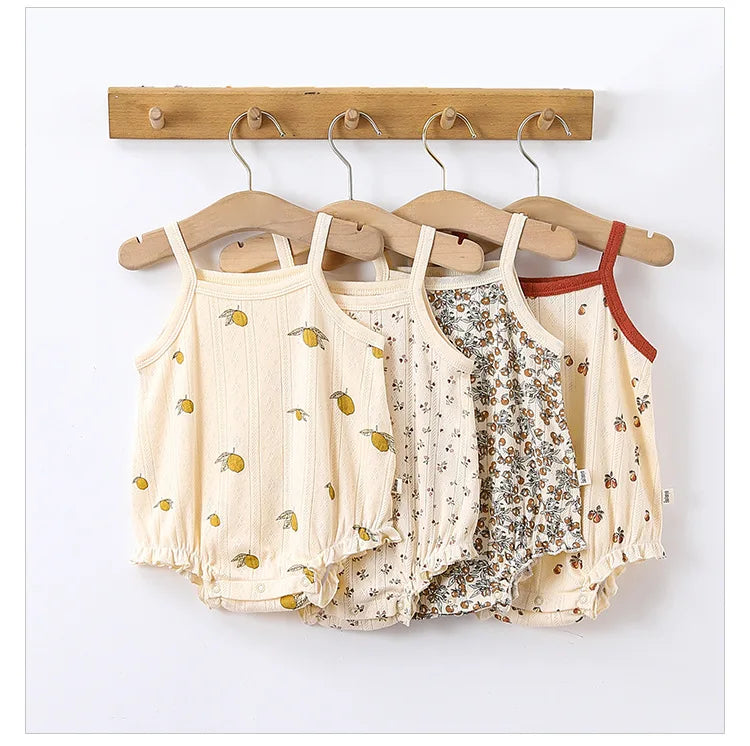 0-24m Neugeborenes Kind Baby Stram pler Mädchen Jungen Sommerkleid ung ärmel los schulter frei Overall niedlichen süßen Bodysuit Outfit