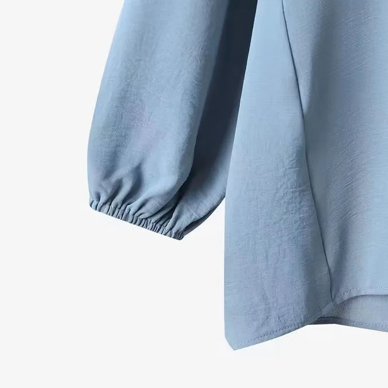 Frauen Casual Muslimischen Anzug Solide Abaya Eid Ramadan Langarm Bluse + Hosen 2-teiliges Set Dubai Türkei Kaftan Frauen islamische Kleidung
