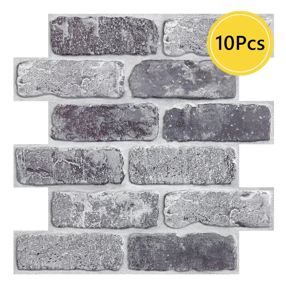 10 Pcs 3D Wall Panels Peel and Stick, 3D Brick Wall Stickers, Adhesive Tile Backsplash Kitchen, Bathroom Decoration
