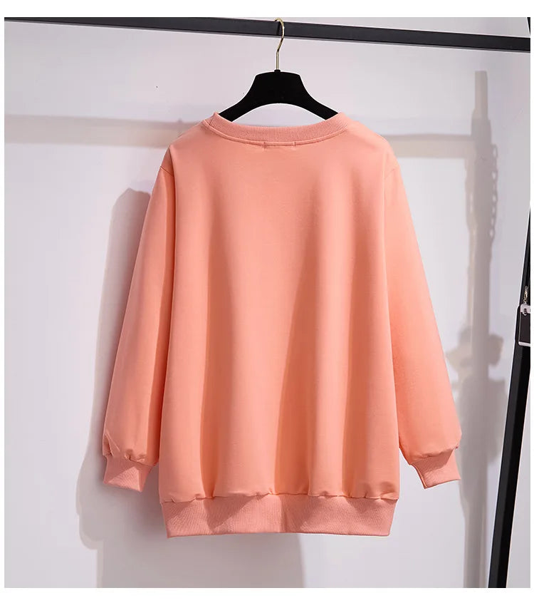 175Kg Plus Größe frauen Fehlschlag 170 Frühling Herbst Neue Lose Rundhals Cartoon Sweatshirt 6XL 7XL 8XL 9XL 10XL 11XL 6 Farben
