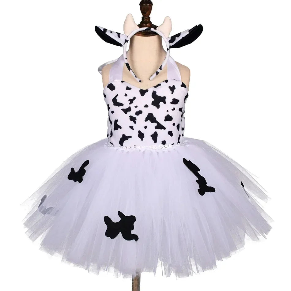 Halloween Tier Cosplay Kostüm für Kinder Wald Thema Kühe Tiger Giraffe Leopard Zebra Tutu Kleider Performance Tanz Sets