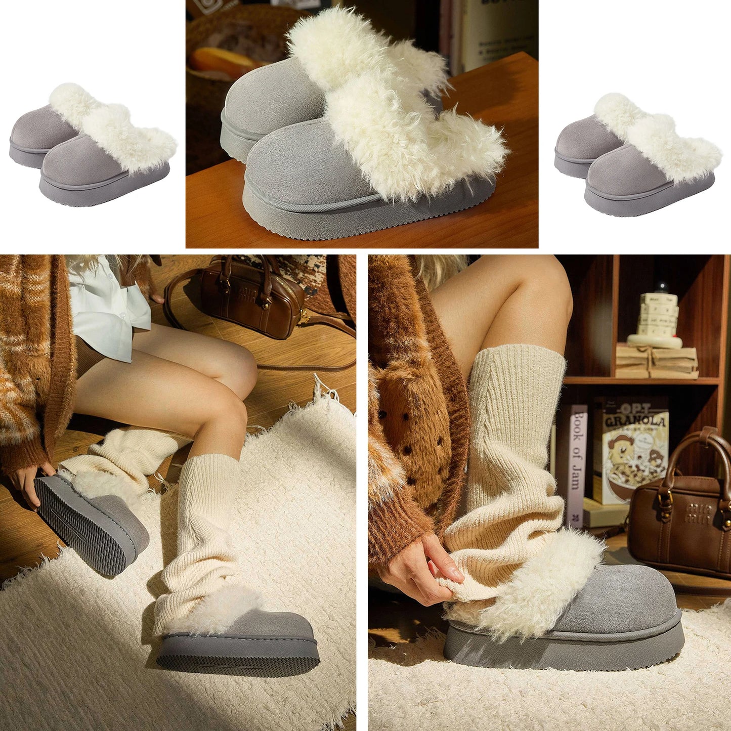 Eyriphy, Größe: 36-37 bis 46-47, Winter-Baumwollschuhe/ Pelzig/ Plateauschuhe/ Damenschuhe/ Hausschuhe Herren/ Baumwollhausschuhe Damen