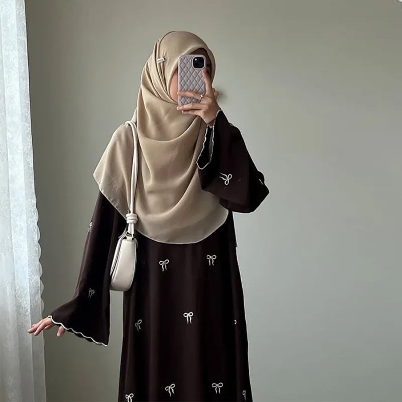 Luxus Dubai Schmetterling Stickerei Abaya Muslimische Frauen Modest Kleid Islamischen Femme Urlaub Outfit 2025, Mode Türkei Kaftan Robe