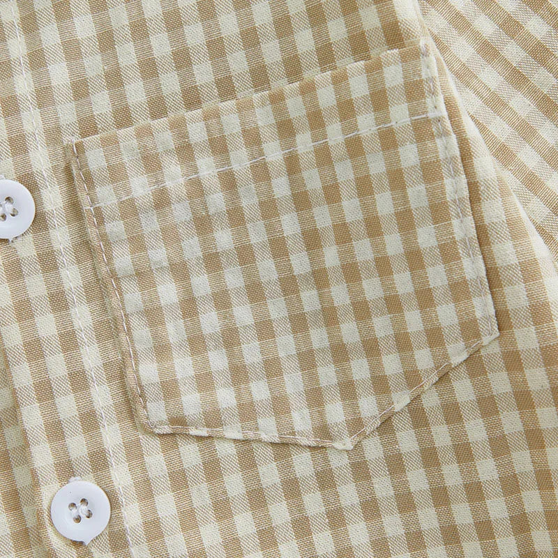 Kleinkind Niedlicher Gitter Revers Overall Kleinkind Dünner Stil Freizeit Einteiliger Baby Herbst Body