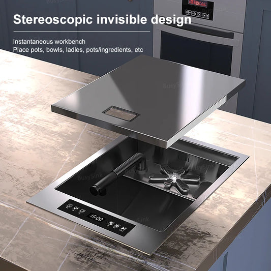 Water Catalyst Cup Cleaning Sink Hidden Single Slot Mini Bar Sink Wash Basin With Cover Plate For Kitchen